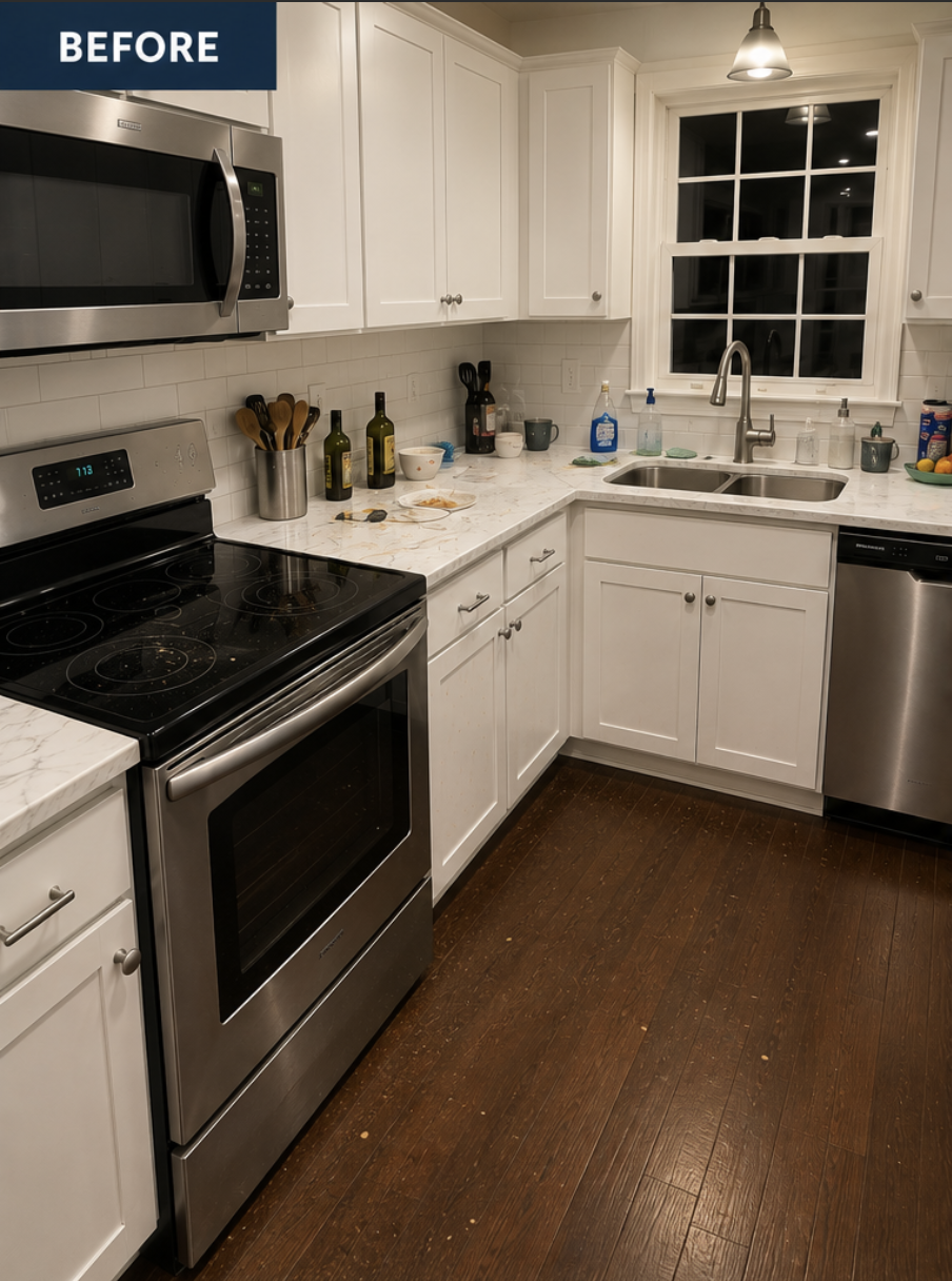 Kitchen before cleaning